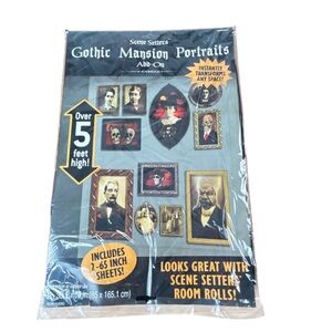 Gothic Mansion Spooky Portraits Halloween Decorations Prop Kit Scene Setters NEW